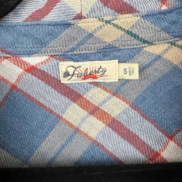 Faherty Blue Indigo Dye Plaid Flannel Button Front Shirt Size S - Picture 2 of 5